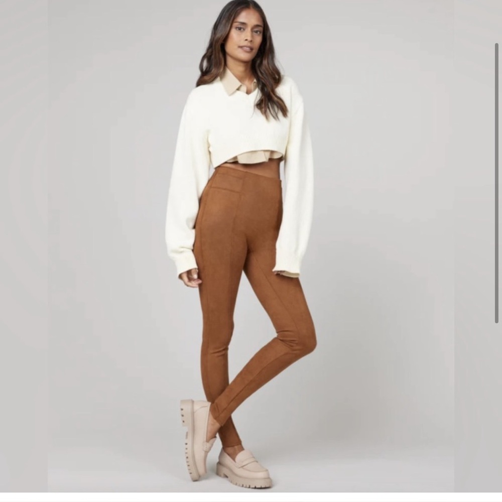 Spanx faux suede leggings in rich Carmel
